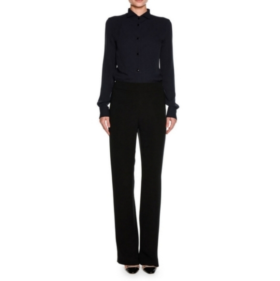ARMANI COLLEZIONI Wide Leg Wool Trousers 6 Black Pants Luxe Minimalist VINTAGE